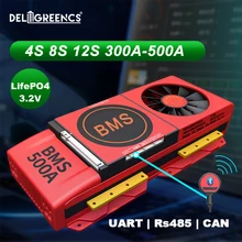 LiFePO4 Смарт BMS 4S 8S 12S 300A 400A 500A с вентилятором UART RS485 modbus Bluetooth 12V 24V 36V