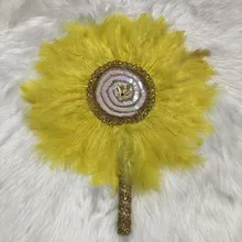 Африканские дамы HandFan мягкие перо веер с блестками для свадьбы и вечеринки