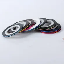 Трансграничной Лидер продаж 10-Цвет из золотых и серебряных нитей смешанный роспись ногтей цветная линия рисования лазерный полосковый волновод резинки для ногтей Sti