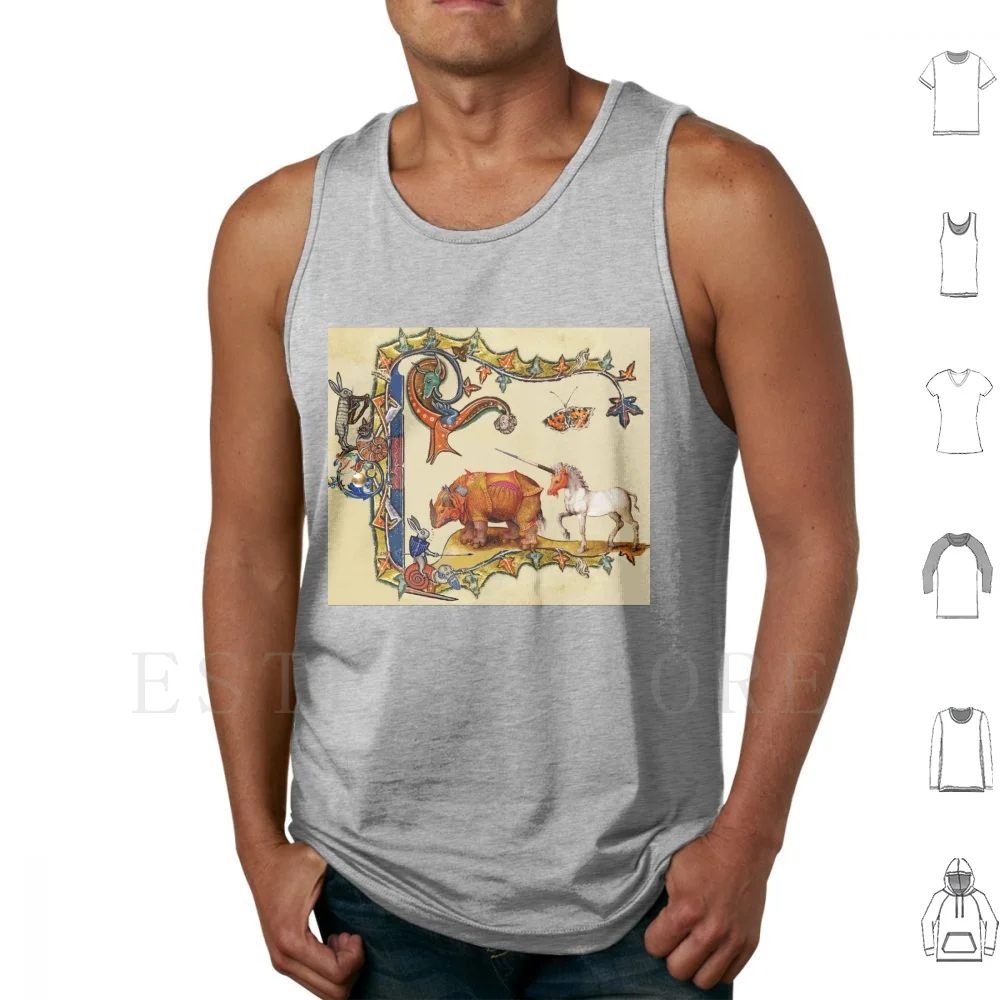 

Странные средневековые майки с надписью "Bestiary", "дракон", "Единорог", "Рино" и "убийца кролика", жилеты без рукавов, "Рино-Кролик"