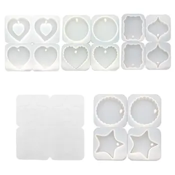 

4 Pcs/set DIY Crystal Epoxy Hanging Jewelry Making Mould Heart Shaped Round Wave Handmade Pendant Molds Resin Gypsum Silicone Mo