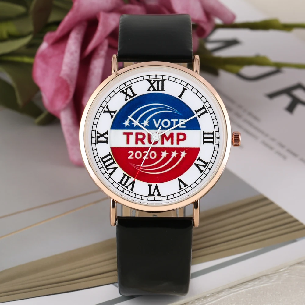 

Trump 2020 Wristwatch Ladies Watch Leather Strap Quartz Women's Wrist Watches New Arrivals Female Timepieces horloge dames