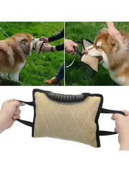 

Durable Linen Dog Biting Pillow with Handle for German Shepherd Medium Large Dogs Training Household Outdoor Interactive