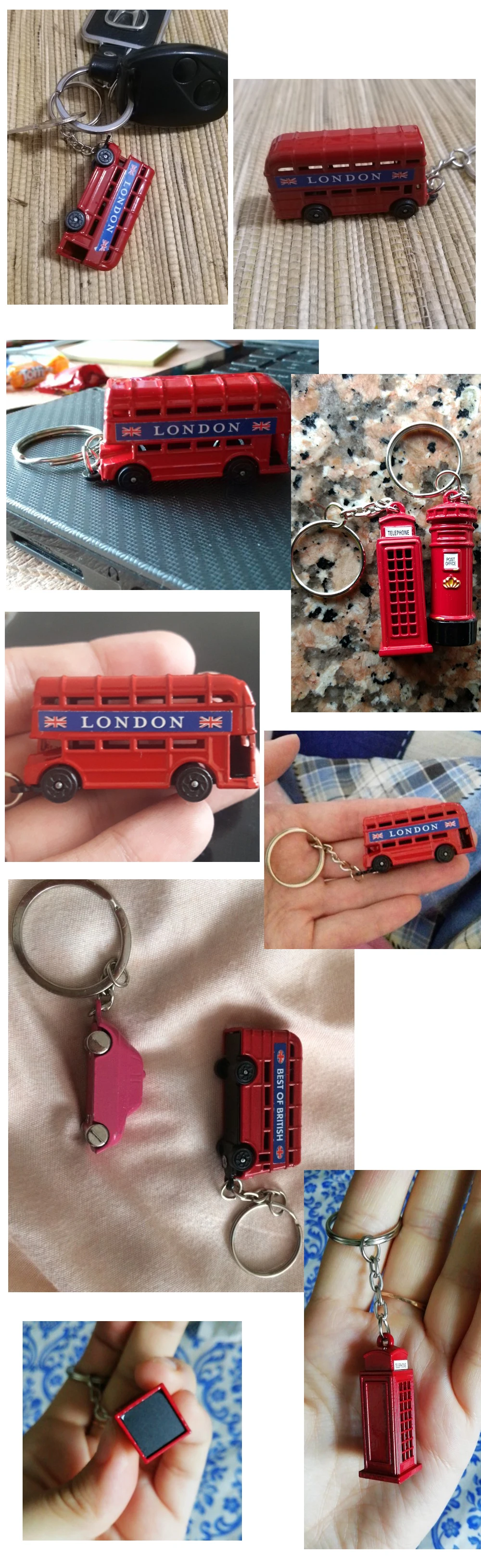Vicney/Модная коробка для хранения почтовых ящиков, Лондонская автобусная цепочка для ключей, Лондон, красное и синее такси, британский флаг, сувенирный подарок для брелока, кольцо для ключей
