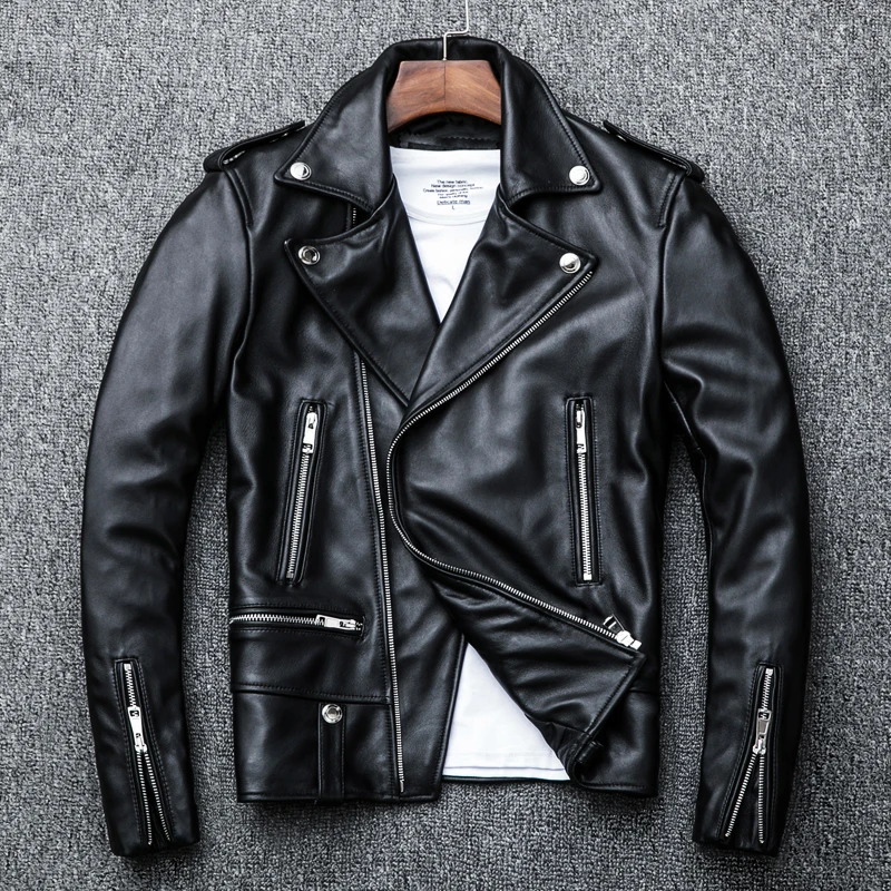 New Men's Leather Jacket 100% Soft Lambskin Stylish Moto Biker Slim Fit  Jacket