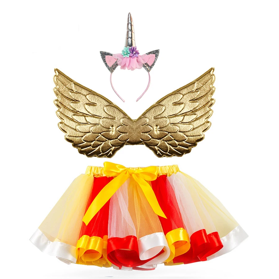 3pcs set 01 Модные детские комплекты одежды из 3 предметов, для Хеллоуина, карнавала, Рождества, платье принцессы костюмы для девочек Единорог нарядное платье год Детский костюм для вечеринок детская одежда - Цвет: 3pcs set 01