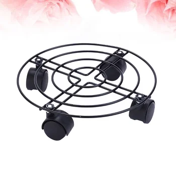 

1Pc Universal Wheel Movable Flower Pot Stand Iron Wrought Floor-type Receptacle Rolling Tray Planter Base (25CM)