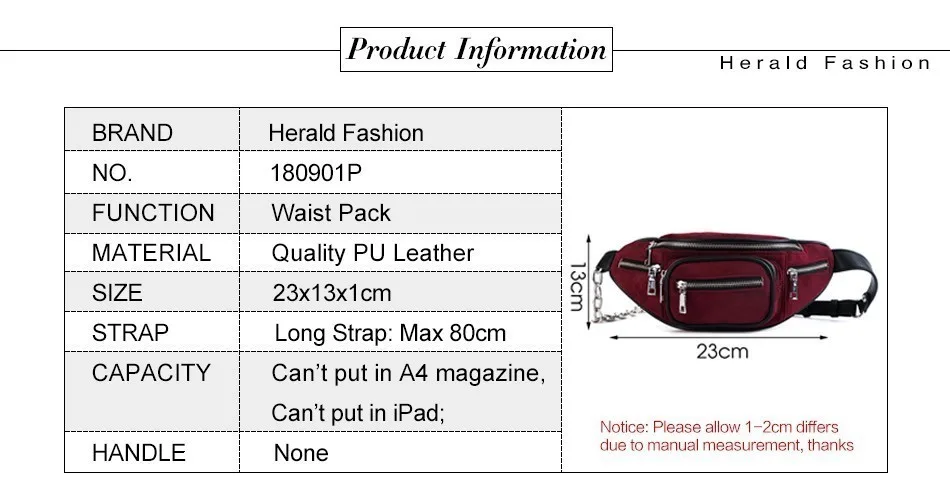Herald модная женская поясная сумка брендовая поясная сумка для денег телефона Ретро поясная сумка скраб качественная кожаная сумка