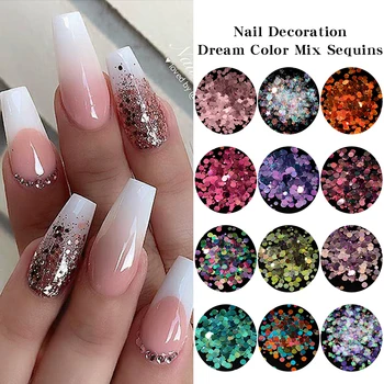 

1 Bag Mix Nails Art Glitter Powder Sequins shiny Chrome Pigment Powder Flakes Nail Accesoires Decorations For Design