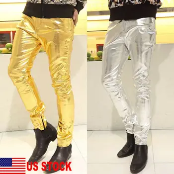 

Men Halloween Party Cosplay Costume Stage Punk Club Long Slim Fit Pants Trousers