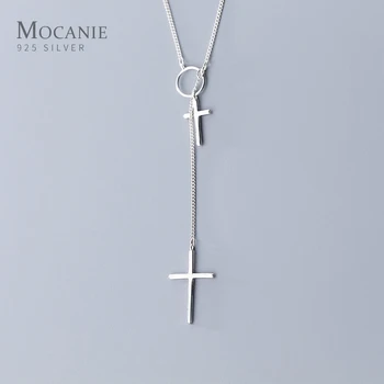 

Mocanie Fashion Minimalist Big Small Cross Pendant Necklace for Women 925 Sterling Silver Link Chain Fine Jewelry Student Gift