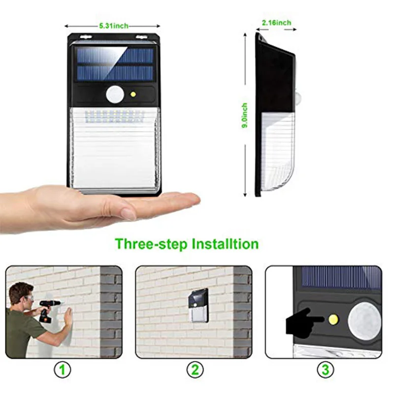 

36 LEDs Double Solar Panel Light Motion Sensor Security Waterproof Lamp for Outdoor Garden JA55