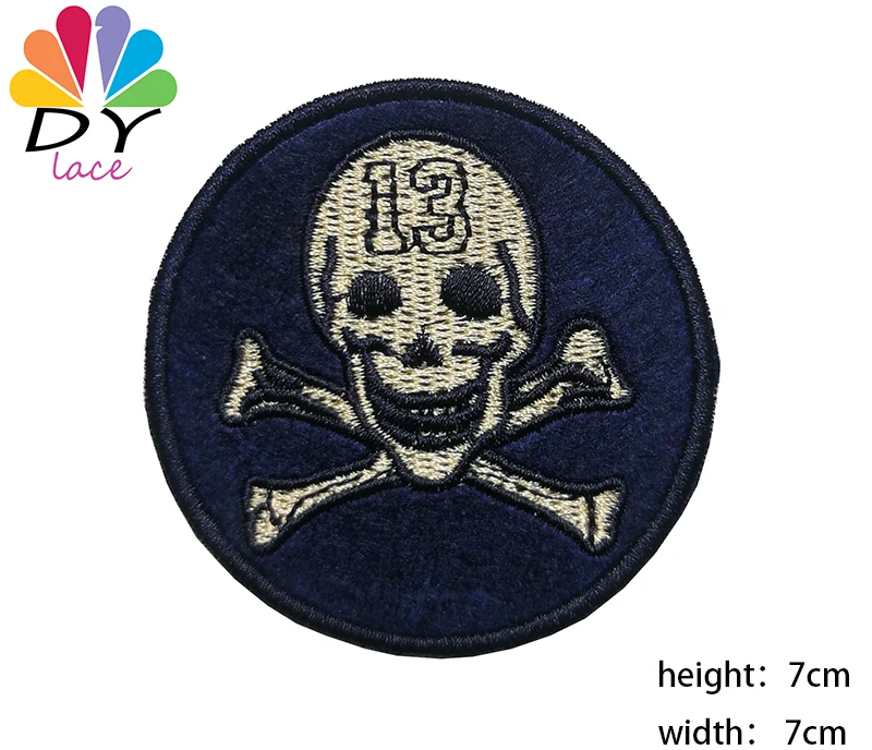 

1pc Black White Biker Patches for Clothes Iron on Clothing Letter Appliques Skull Star Stripes Embroidered Sticker Round Badge