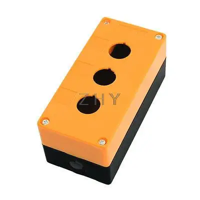 

22mm Dia 3 Hole Pushbutton Switch Control Box Orange Black 150x72x65mm