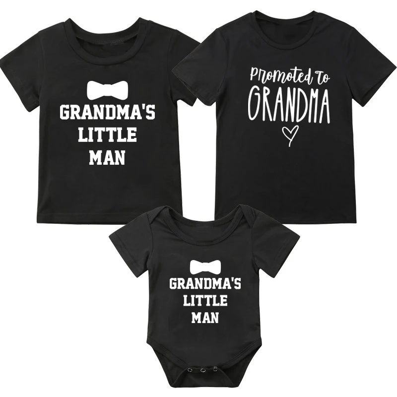 Promoted to be Grandma T Shirt Nana and Grandson Shirts Summer Family Matching Tshirts Grandpa s