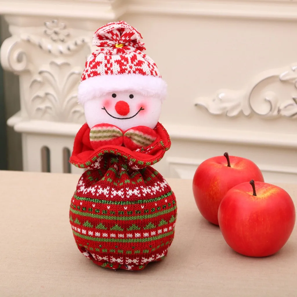 Christmas Portable Candy Bag Cartoon Deer Pattern Apple pouch Snowman New Year Decorations Merry Christmas Natal