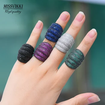 

missvikki Indian Dubai Big Fingers Ring for Women Designer Multicolor Jewelry With Full Cubic Zirconia High Quality New