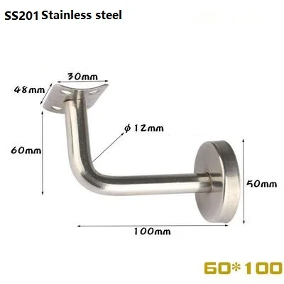 SS201 60x100mm Curve 4 шт кронштейны поручня для стеновой держатель балюстрада лестничные перила кронштейн Bannister настенный светильник опорная щетка хром - Цвет: SS201 60x100mm Curve