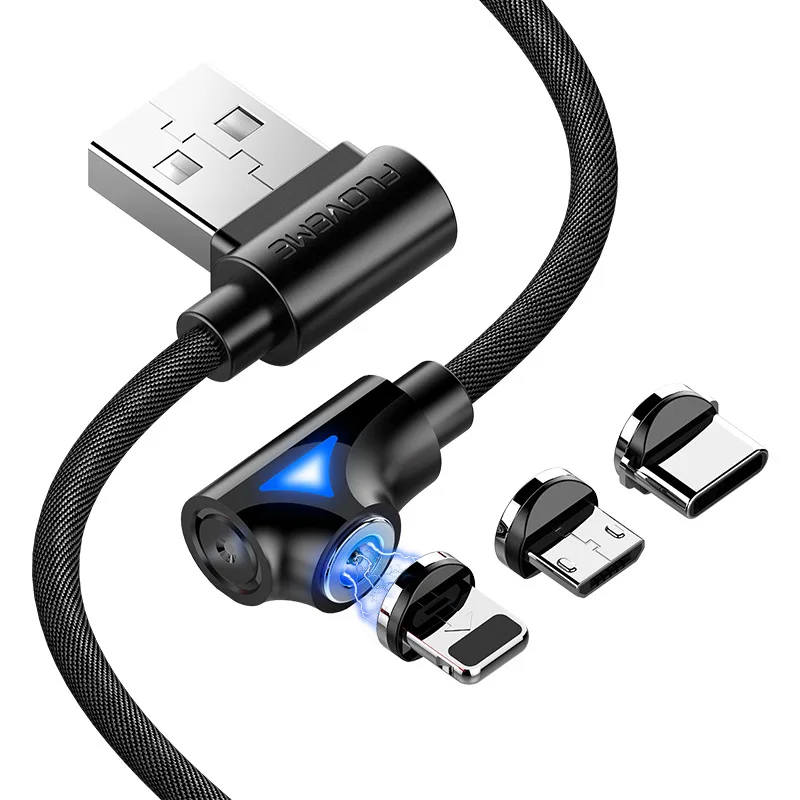 Магнитный кабель FLOVEME 90 градусов Micro usb Type C быстрая зарядка магнитное зарядное