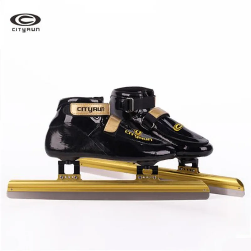 New Come short track ice skates patines CITYRUN glassfiber Velcro boot advanced 55 380mm 410mm 430mm ice blade knife 165mm race