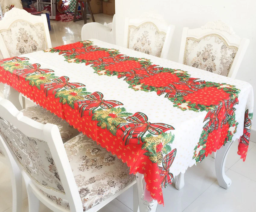 Rectangle/Round Tablecloth Christmas Table Cloth Floral Print Waterproof Oilproof Dinning Table Cover Toalha De Mesa Natal