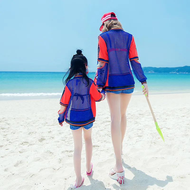 

Hot Springs Bathing Suit Mother & Daughter Split Type Boxer South Korea CHILDREN'S Bikini Three-piece Set Long Sleeve Sun-resist