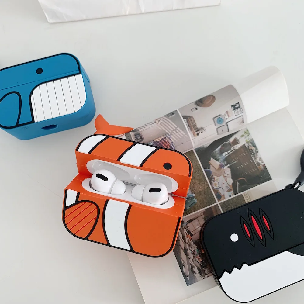 Защитный чехол для наушников с изображением Кита клоуна для Airpods, милый силиконовый защитный чехол для bluetooth-наушников-3 поколения