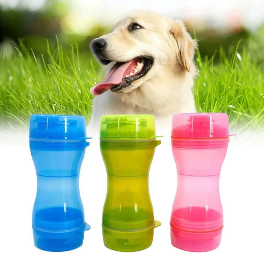 Pet Dog Dual Use Food Water Bottle Cup Portable Multifunction Double Chambe Hydration Bottle Container Outdoor