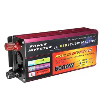 

Inverter 12V 220V 6000W Voltage Converter Transformer DC 12/24V 48/60V To AC 110/220V Auto Inversor for car truck