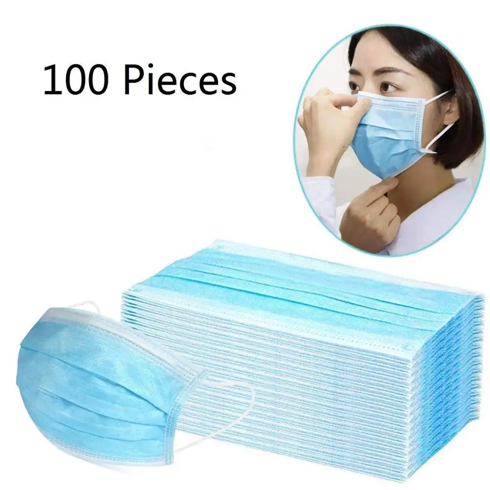 

miesherk Disposable 3-Ply Face Mask with Earloops Protective for Germs,Smoke,Dust,Pollen(100pcs/1Box)