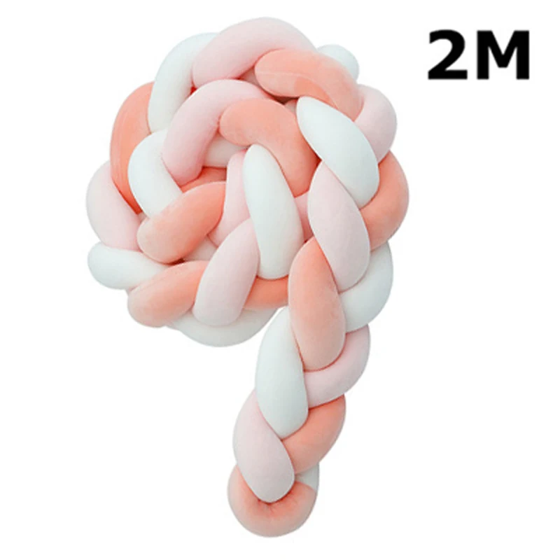 2M Multicolor 7 2 м Длина Детская кровать бампер 4 косы детская кровать Декор чистый плетение плюшевый узел кроватка бампер протектор Детская комната Декор - Цвет: 2M Multicolor 7