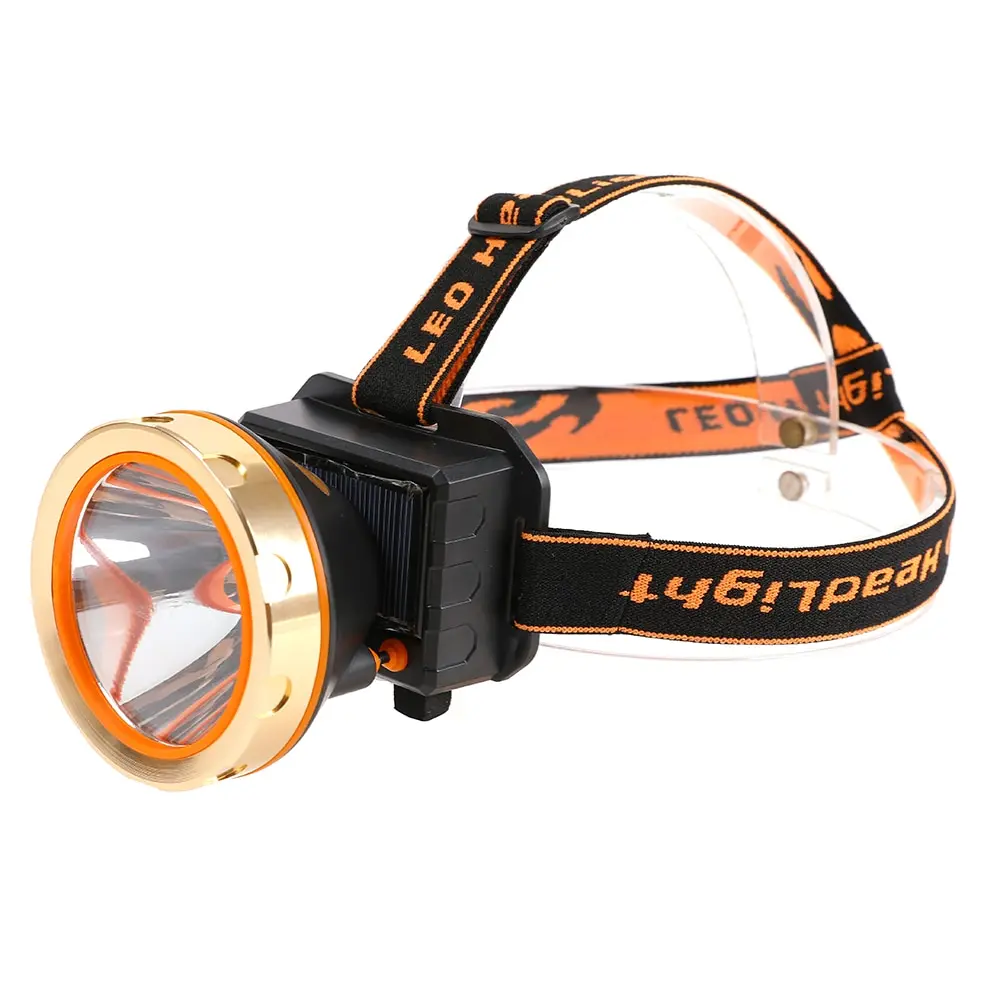 

USB Solar Rechargeable LED Headlamp Flashlight Headlight with Emergency Power Bank Head Light 90 Degree Swivel Head for Camping