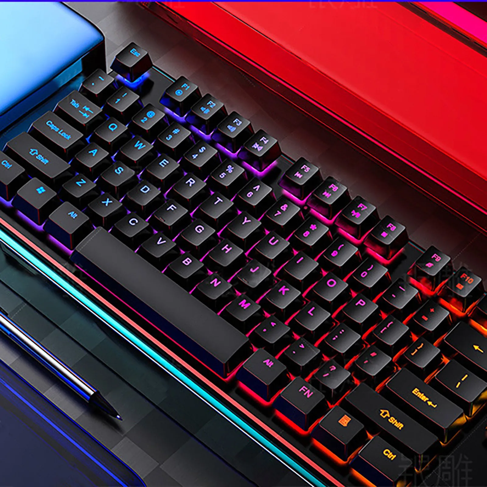 Gaming Mechanical Keyboard Blue Red Switch 87key RU/US Wired Keyboard Anti-ghosting RGB/ Mix Backlit LED USB For Gamer PC Laptop