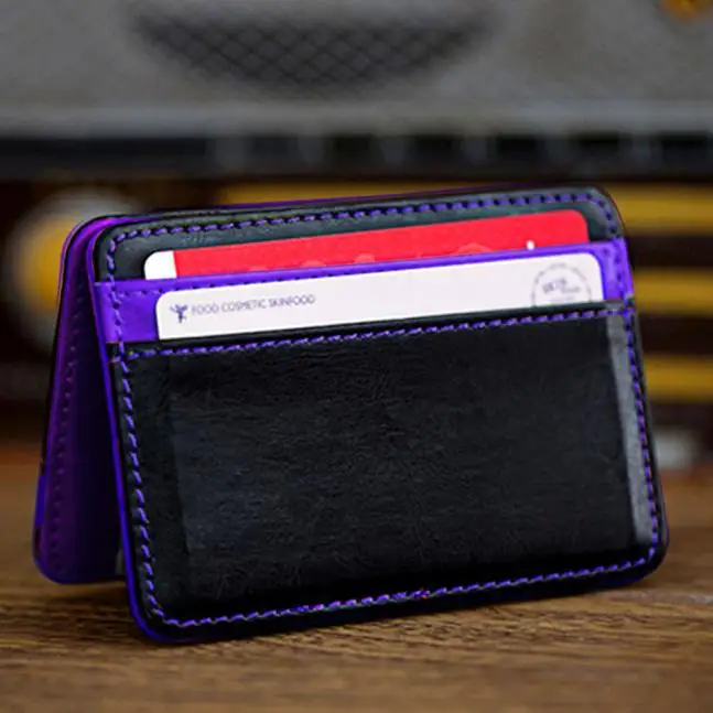 Пакет для карт мини нейтральный магический двойной кожаный бумажник держатель для карт кошелек вещи кошелек#20 - Цвет: Purple