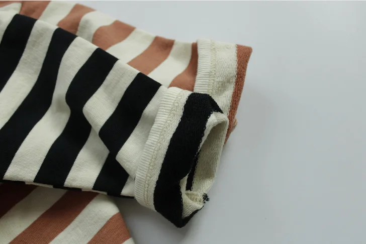deer jonmi New Autumn Winter Toddlers Kids Striped T-shirts Korean Style Loose Long Sleeve Tops Unisex Children Tees