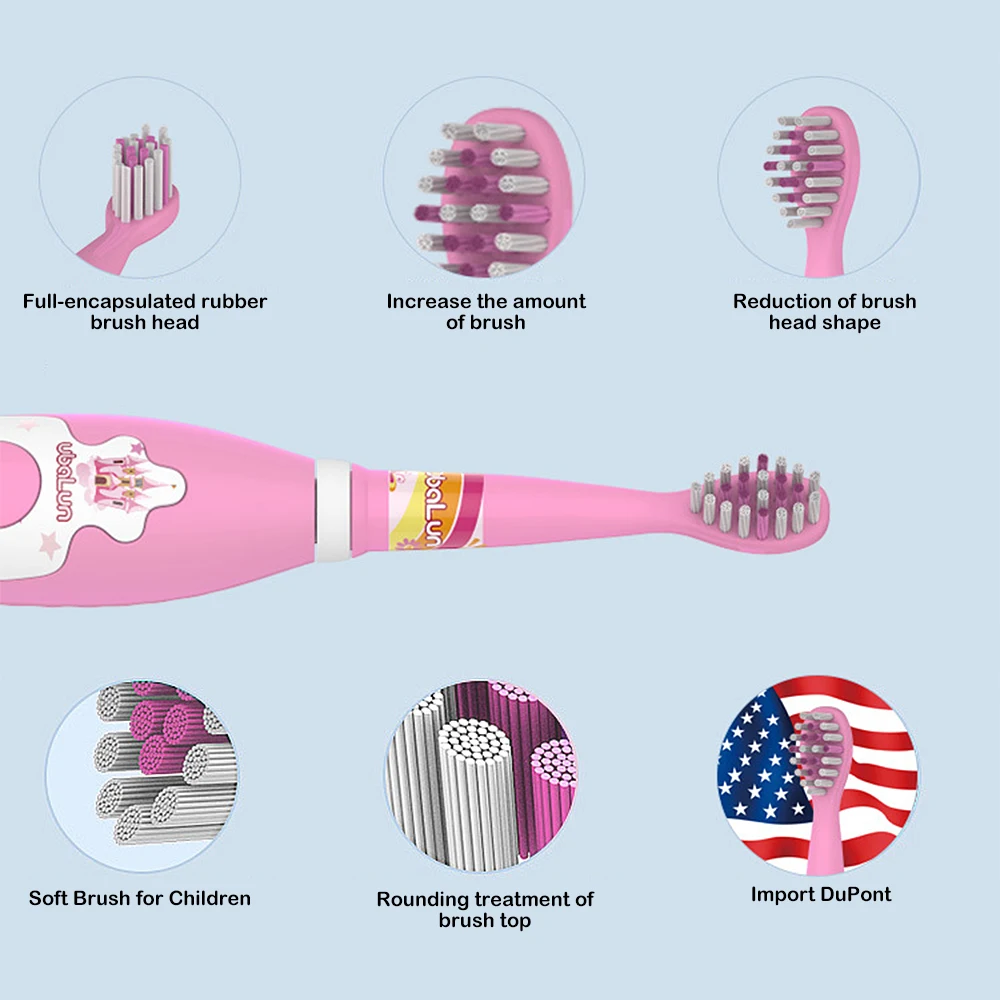 Rechargeable Electric Toothbrush For Kids Toothbrush USB Sonic Portable Charger Charging 4 Heads Electric Tooth Brush