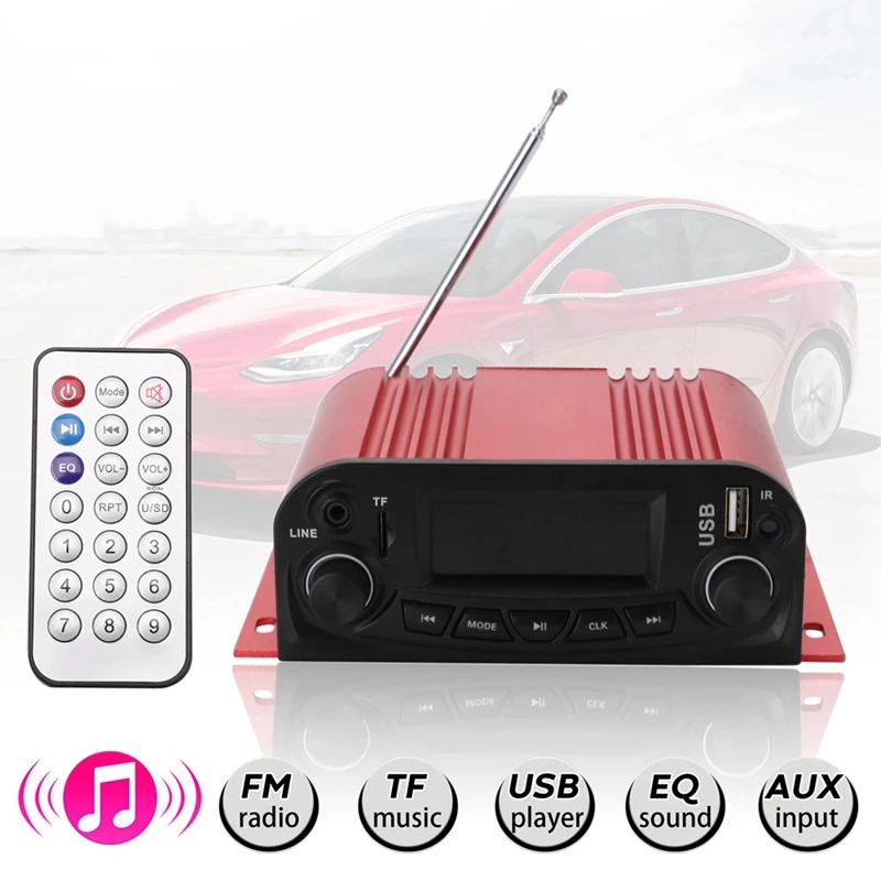12V универсальный усилитель мощности модифицированные части мотоцикла автомобиля Usb аудио ЖК-дисплей Регулируемый радио