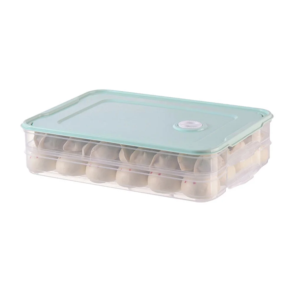 green-2 layers Лоток для хранения еды, контейнер для хранения пельменей для холодильника с крышкой PI669 - Цвет: green-2 layers