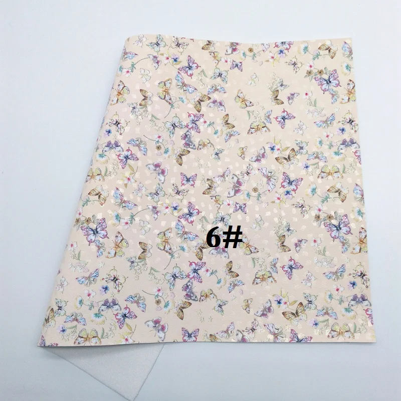 Glitterwishcome 30X134CM Mini Roll Vinyl For Bows Printed Butterfly Leather Fabirc Faux Leather for Bows, GM375 - Цвет: 6
