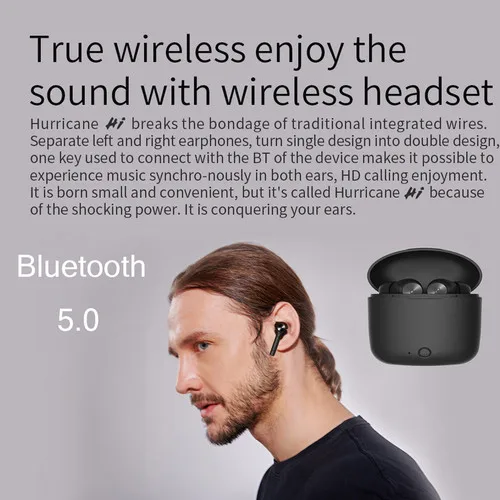 Мини беспроводные Bluetooth наушники-вкладыши Близнецы спортивные стереогарнитура водонепроницаемый костной проводимости Универсальный