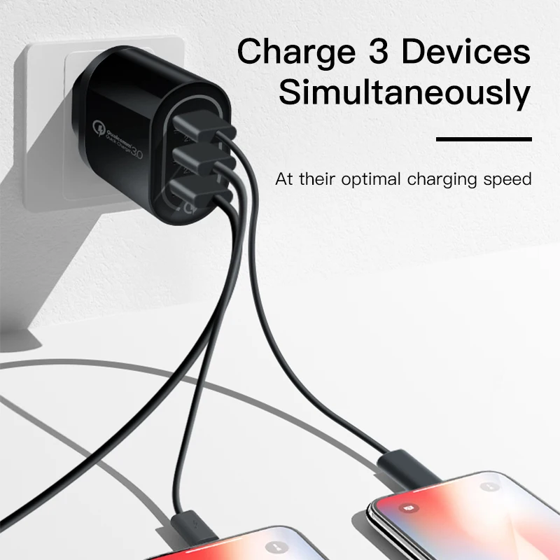 ESVNE Usb зарядное устройство Быстрая зарядка 3,0 для iphone samsung 3 порта быстрое зарядное устройство для Xiaomi huawei Usb настенное зарядное устройство для смартфона