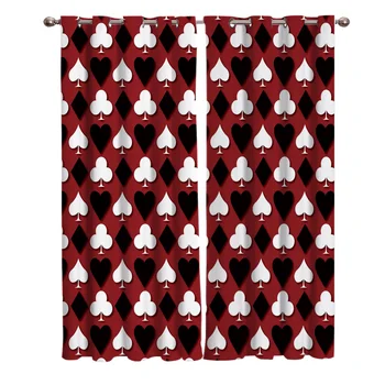 

Geometric Poker Room Pattern Blackout Window Curtains Living Room Curtain Rod Kitchen Drapes Fabric Indoor