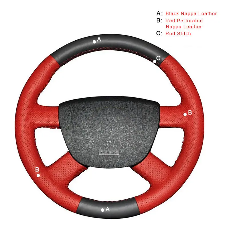 Авто оплетка на крышке рулевого колеса для Ford Kuga 2008-2011 Focus 2 2005-2011 C-MAX 2007-2010 Transit 2010 колпаки для автомобильных колес - Название цвета: Top Layer Leather