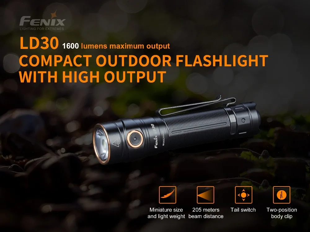 Fenix LD30 1600 люмен CREE, светодиодный тактический фонарик