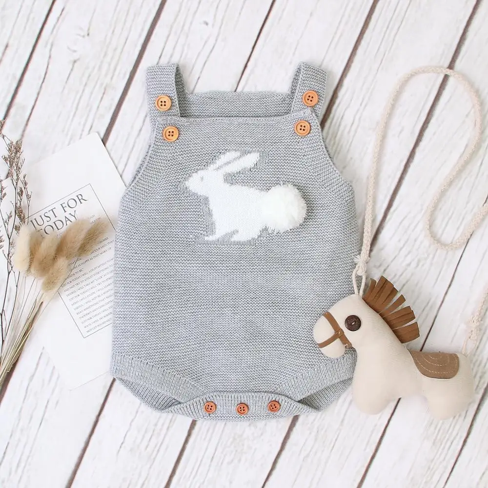 Baby Bodysuits Knitted Newborns Bebes Body Tops for Boys Girls Sleeveless Jumpsuits Outfits Cute Cartoon Rabbit Infant Coveralls