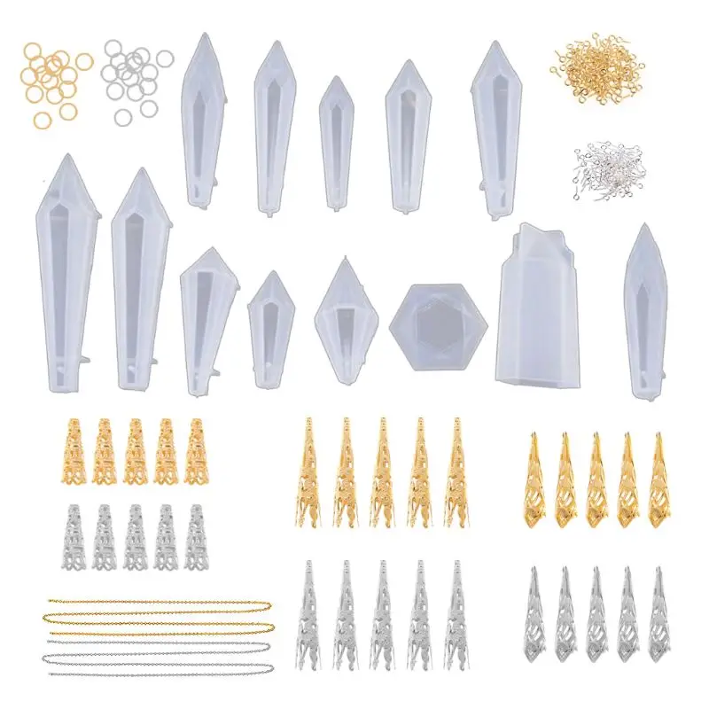 

1 Set Crystal Epoxy Resin Mold Pendulum Casting Silicone Mould Handmade DIY Crafts Earring Necklace Pendent Jewelry Making Tools