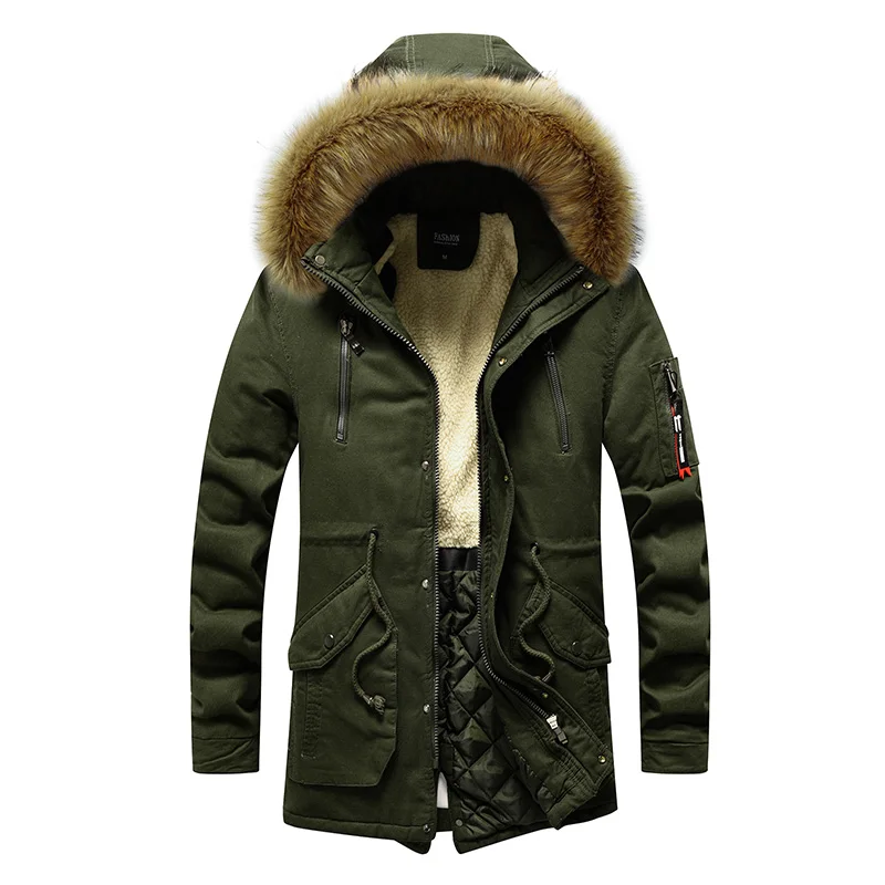 Winter Jacket Men Parka-15 Degree Cotton Padded New Men's Thick Warm Parkas Windproof Fur Collar Hooded Coat Male Brand