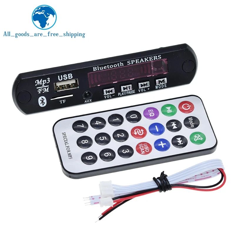 TZT 무선 블루투스 MP3 WMA 디코더 보드 오디오 모듈, USB TF 라디오, 리모컨 포함 자동차 액세서리, 5V, 12V