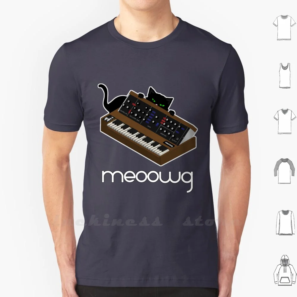 Sintetizzatore Cat Meow T Shirt Uomo Donna Adolescente Cotone Sintetizzatore Gatto Divertente Divertimento Analogico Moog Synth Synthwave Musica Music