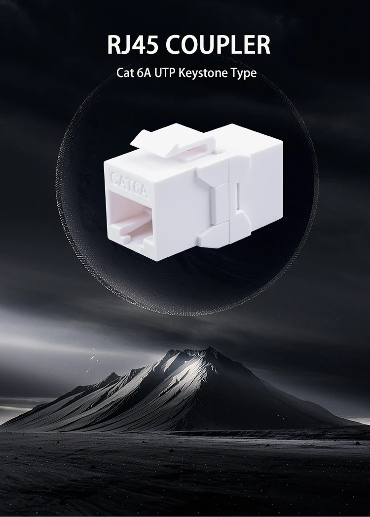High-Performance RJ45 Cat6 Keystone Adapter for Seamless UTP Cable Extension and Patch Panel Connectivity Description Image.